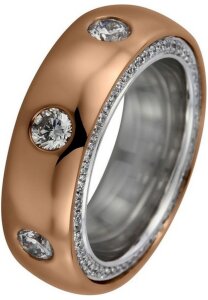 Diamantring  Ring - 18K 750/- Rotgold / Weissgold - 2.02 ct.
