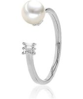 Luna-Pearls - 005.1012 - Ring - 585 Weißgold - Akoya-Zuchtperle 6-6.5mm - 2 DI.Baguette 0,05 ct