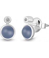 QUINN - Ohrstecker (Paar) - Silber - Diamant - Chalcedon...