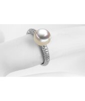 Luna-Pearls - Ring - Perlring Brillant - 585 Wei&szlig;gold