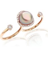 Luna-Pearls - 005.1003 - Ring - 750 Roségold - Süßwasser-Zuchtperle Ming 11-11.5mm - 52 Brillanten H/SI 0,43 ct.