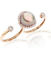 Luna-Pearls - 005.1003 - Perlring mit Brillant - 18K Roségold