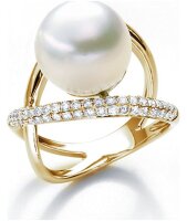 Luna-Pearls - 005.1004 - Ring - 750 Gelbgold - Südsee-Zuchtperle 11-12mm - 67 Brillanten H/SI 0,69 ct.