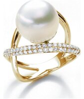 Luna-Pearls - Ring - Perlring Brillant - 750 Gelbgold