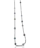 Luna-Pearls Edelsteinkette Spinell Tahitiperlen 5-13mm 925 Silberrhod. 1022349