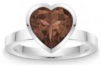 Quinn - Silberring mit Rauchquarz in Herzform - 021187632...