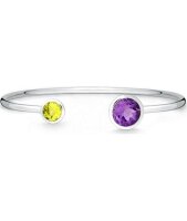 Quinn - Silberarmreif mit Lemonquarz und Amethyst - 029024933