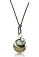 Luna-Pearls Collier 750 WG Saphir Tahiti-Perle 9.5-10mm -...
