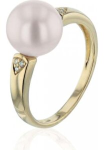Luna-Pearls - 005.1030 - Ring - 585 Gelbgold - Süßwasser-Zuchtperle 9-9.5mm - Brillanten H/SI 0,02 ct.