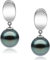 Luna-Pearls - HE100706 - Ohrringe - 750 Weißgold - Tahitiperlen 10,5-11 mm - Diamanten 0.056 ct