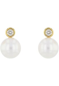 Luna-Pearls Ohrringe 750 GG 2 Brill. H SI 0,08 ct. Akoya-Zuchtperle - HS1478