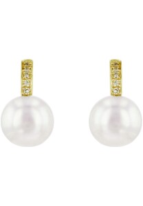 Luna-Pearls Ohrringe 585 GG Brillant H SI 0,10 ct. Süßwasser-Zuchtperle - HS1268
