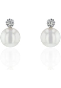 Luna-Pearls Ohrringe 585 WG Süßwasser-Zuchtperle 10 Brill. H SI 0,05ct - HS1187