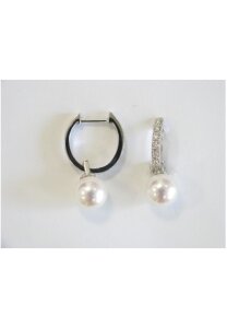 Luna-Pearls Ohrringe 750 WG 16 Brill. H SI 0,10 ct. Akoya-Zuchtperle - HS1184