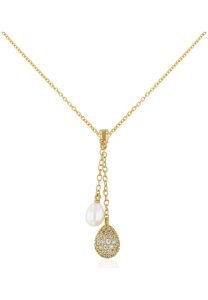 Luna-Pearls - HS1167 - Collier - 925 Silber gelbvergoldet - Zirkonia - Süßwasser-Zuchtperle