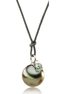 Luna-Pearls Collier 750 Weissgold Saphir Tahiti-Zuchtperle - HS1087