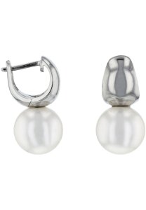 Luna-Pearls Creolen 925 Silber rhodiniert Süßwasser-Zuchtperle  hS1022