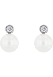 Luna-Pearls Ohrringe 750 WG 2 Brill. H SI 0,08 ct. Akoya-Zuchtperle - 312.1341