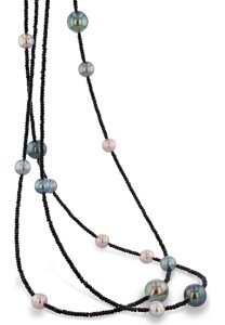 Luna-Pearls - 216.0770 - Collier - 925 Silber rhodiniert - Süßwasser-Zuchtperle Ming - Tahiti-Zuchtperle 7-11mm - Spinell
