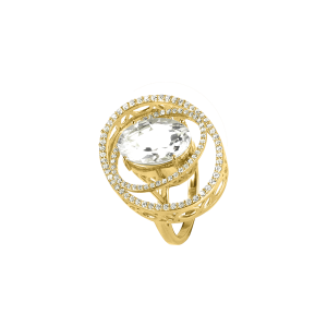 Jacques Lemans - Ring Sterlingsilber vergoldet mit White Topas - SE-R159C