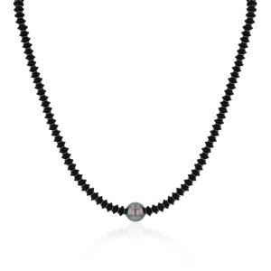 Luna-Pearls - 216.0964 - Collier - Damen - 925er Silber schwarz rhodiniert - Tahiti-Zuchtperle 11-12mm Onyx