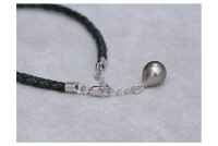Luna-Pearls - A42 - Armband - Leder - Tahiti-Zuchtperle 8-9mm - 925 Silber - 18+2cm