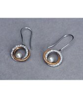 Luna-Pearls - O181 - Ohrhänger - 585 Weiss- und Rotgold - Süßwasser-Zuchtperle 4mm - 0,09ct Diamanten