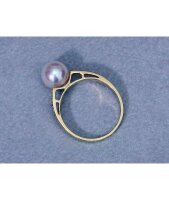 Luna-Pearls - R85-AR0003 - Ring - 585 Gelbgold - Akoyaperle 7.5-8mm - 8 Diamant 0,04ct