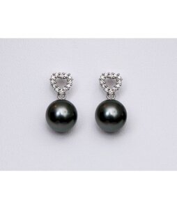 Luna-Pearls - O134-TE0122 - Ohrstecker - 585 Weißgold - Tahitiperlen 9-10mm - 0,28ct Diamanten