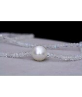 Luna-Pearls - HKS155 - Collier - Mondstein - Süßwasser-Zuchtperle 10.5mm - Edelstahl und 585 Weißgold - 42.5cm