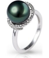 Luna-Pearls - R59-TR0009 - Ring - 750 Weißgold - Tahitiperle 10-11mm - 30 Diamanten 0,16ct