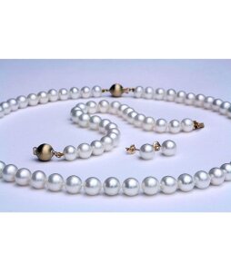 Luna-Pearls - PS1-FNBE0002 - Schmuckset - Collier Armband Ohrstecker - Süßwasserperlen 7-8mm - 585/- Gold