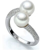 Luna-Pearls - M_S2_R_AR0007 - Ring - 750 Weißgold - Südsee-Perlen 8mm - Diamanten W/si 0.25ct.