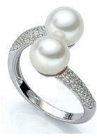 Luna-Pearls - M_S2_R_AR0007 - Ring - 750 Weißgold - Südsee-Perlen 8mm - Diamanten W/si 0.25ct.