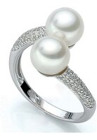 Luna-Pearls - M_S2_R_AR0007 - Ring - 750 Weißgold - Südsee-Perlen 8mm - Diamanten W/si 0.25ct.