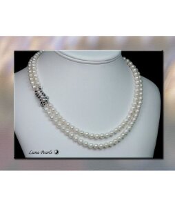Luna-Pearls Akoya Perlencollier Perlenkette mit Saphiren HKS95
