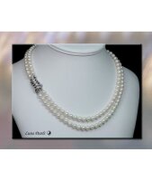 Luna-Pearls - HKS95-SN0146SS - Collier - 585 Weißgold - Akoya 6-6.5mm - 12 Saphiren 0,52ct - 46+2cm