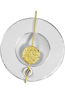 ARS Silberbrosche mit 750 Gelbgold und Diamant 10294
