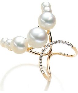 Luna-Pearls Perlenring Süßwasserperlen 4-4,5 mm- 7-7,5 mm- 8-8,5 mm 585 Roségold 19 Brillanten 0,10ct