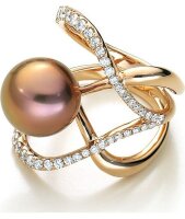 Luna-Pearls - 005.0940 - Ring - 750 Roségold - Süßwasser-Zuchtperle Ming - 43 Brill 0,65ct