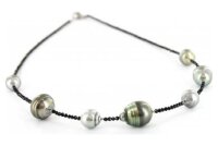 Luna-Pearls Perlencollier Tahiti 8-13mm Spinellsteine 925 Silberrhod. 1063892