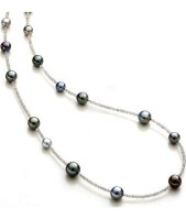 Luna-Pearls Perlenkette Tahitiperlen 9-12mm Labradorit...