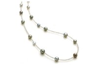 Luna-Pearls Perlenkette Tahitiperlen 9-12mm Labradorit...